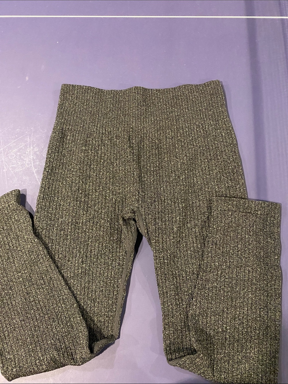 Kids Ribbed Knit Leggings in Charcoal Gray